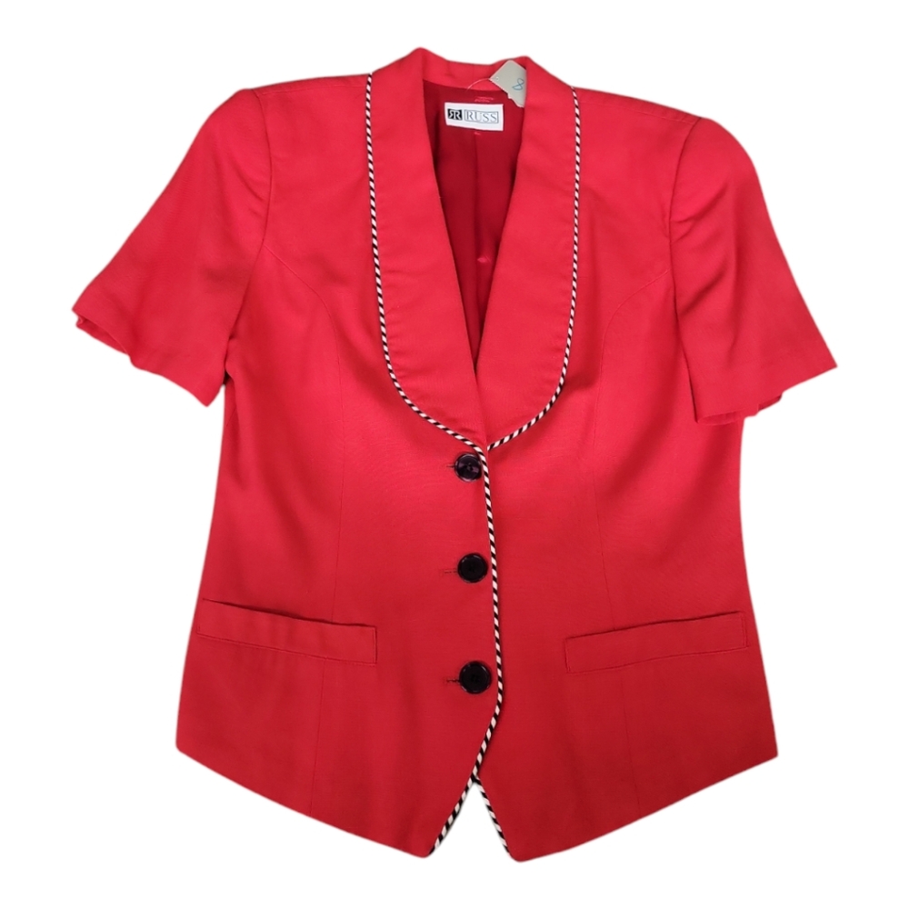 Vintage Red tapered blazer with piping and built-in shoulder pads Size M